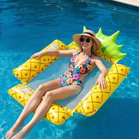 Hamac à eau, chaise de natation, hamac à eau, 4 coussins gonflables en 1, hamac de piscine rayé, multifonction, matelas gonflable, pour adultes, accessoires de piscine (1/5)