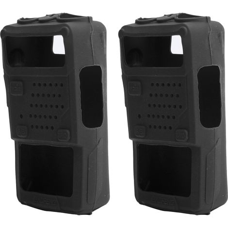 Lot de 2 étuis de protection souples en silicone pour mini talkie-walkie Baofeng UV5R (noir)