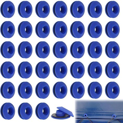 50 Œillets, Plastique Bleu 27x27x11mm, Résistant Corrosion, Pour Bâche Tente Piscine, Installation Marteau (1/5)