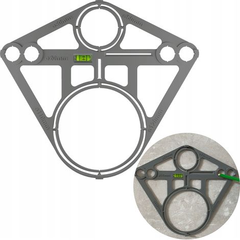Gabarit De Perçage Pour Carrelage - 180/230 Mm - Diamètres 20/50/60/110/120 Mm - Outil De Mesure - Niveau À Bulle (1/5)