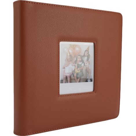 Album photo compatible avec les photos Polaroid Wide 300/400 (90 x 110 mm), 36 pages, capacité de 288 photos, couverture en cuir PU marron avec fenêtre sur le devant (1/5)