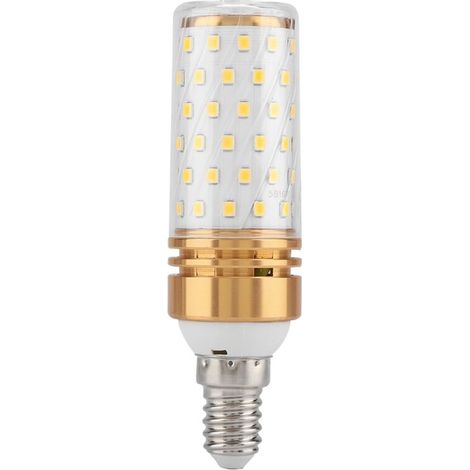 Bombilla LED E14 de 16 W, luz blanca cálida, con forma de mazorca de maíz, AC85-240V, aleación dorada. (1/5)