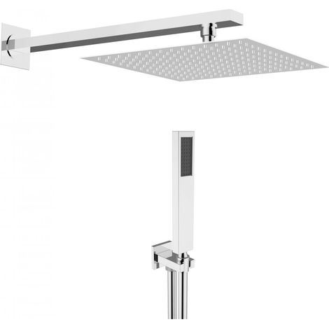 Kit doccia quadrato 25x25 cm completo in ottone cromato - Teorema Lux