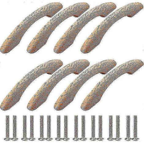 Poignées de porte en bois (lot de 8) : poignées de porte, poignées de meuble en forme d'arc, poignées de tiroir et poignées de cuisine avec 16 vis incluses. (1/5)