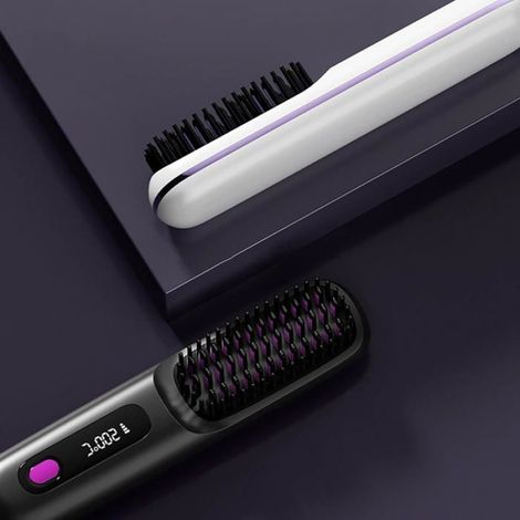 Brosse Lissante Portable Sans Fil,Peigne Chauffant Avec 3 Températures,Brosse Chauffante Cheveux Court,Mini Lisseur (1/5)