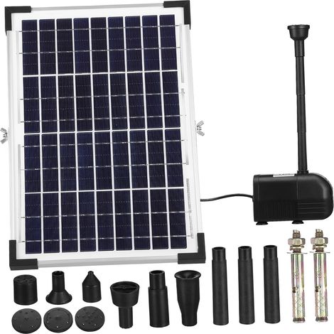 Pompe à Eau Solaire pour Fontaine Extérieure Kit Pompe Submersible pour Bassin Jardin Installation Facile et Panneau Solaire Inclinable pour Utilisation