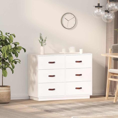 Aparador madera maciza de pino blanco 100x40x75 cm (1/4)
