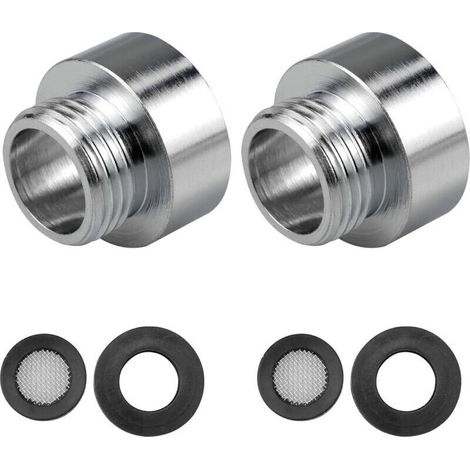 Adaptateurs de robinet chromés 3/4" x 1/2" pour tuyaux de douche et buses réductrices.