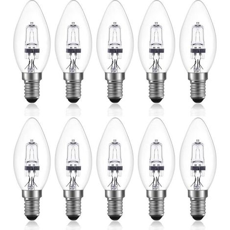 Ampoule halogène 42 W E14 C35 à intensité variable, AC 220-240 V, blanc chaud 2700 K, ampoule halogène transparente E14 (lot de 10) (1/3)