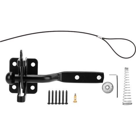 Carbon steel fence latch with spring-loaded door safety mechanism for interior patio doors and pet enclosures (1/5)