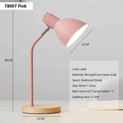 Lampe de table créative en bois (rose, lumière chaude), lampe de bureau flexible, douille LED E27, décoration intérieure (1/4)