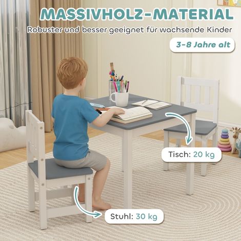 Table enfant avec 2 chaises, ensemble 3 pièces, mobilier enfant, coin salon pour enfants, 56 x 52 x 48 cm gris (1/5)