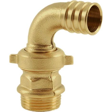 "RACCORDO PORTAGOMMA CURVO 3 PEZZI PER POMPA IN OTTONE GIALLO """"EXCELSIOR"""" 1/2""""M x Ø14 mm"