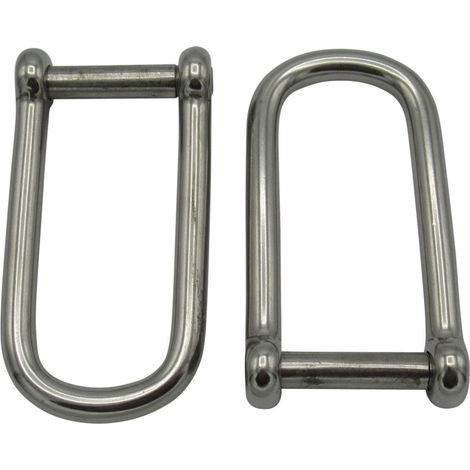 x2 10MM Stainless Steel Long Wide Dee Shackle Allen Key Pin - Marine Screw Attachment (1/5)