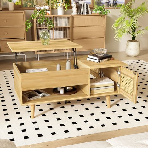 Table basse en panneaux de particules décor bois, plateau relevable, 103 cm (1/5)
