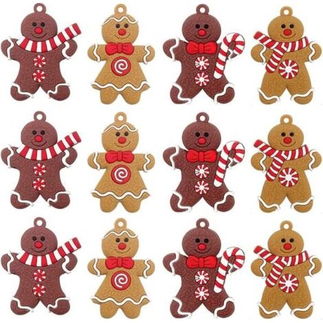 Weihnachtsdekorationen in Lebkuchenmann-Form – 12er-Set – Leuchtende Farben – PVC-Material – Für den Innenbereich (1/4)