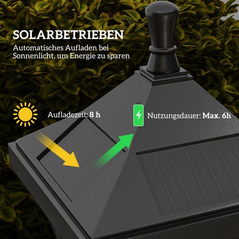 Lanterne solaire extérieure 127 cm, éclairage LED blanc froid, détecteur crépusculaire, étanche IP44 (1/4)