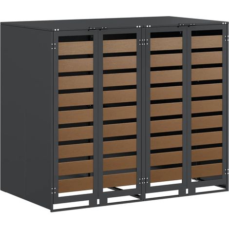 Rangement de poubelle à roulettes pour 3 poubelles Anthracite (1/5)