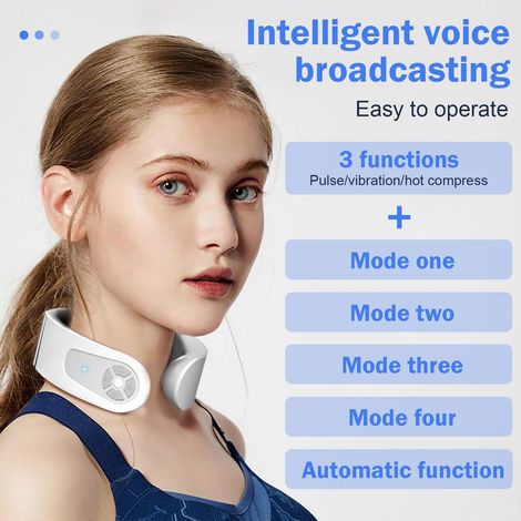 Massaggiatore per il collo, massaggiatore portatile per il collo con voce intelligente con terapia termica a 42°C, 5 modalità e 15 intensità, massaggiatore portatile per il collo per ufficio e casa, v (1/4)