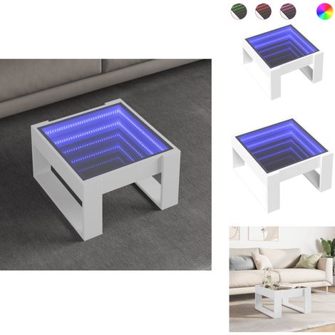 Couchtisch mit Infinity-LED Weiß 50x53x30 cm - Couchtisch - Couchtische - Beistelltisch - Sofatisch (1/5)