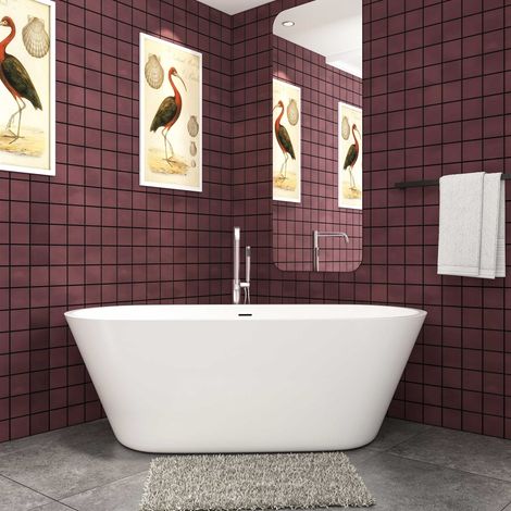 Duschparadies Freistehende Badewanne 170x80cm Oval Acrylwannen inkl.Ab-/Überlauf.Vorinstalliertes Zubehör