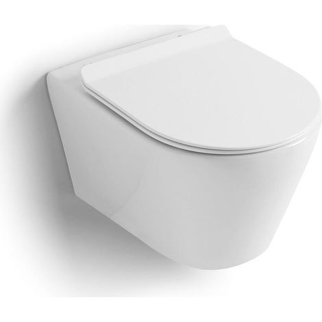 Wand Wc,Spülrandlos Mit  Wc- Sitz  Blues