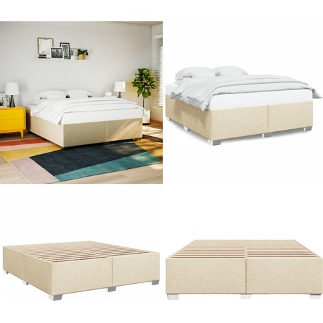 Bettgestell ohne Matratze Creme 200x200 cm Stoff - Bettes - Doppelbett - Boxspringbetten - Massivholzbette - Bettkasten - Home & Living (1/5)