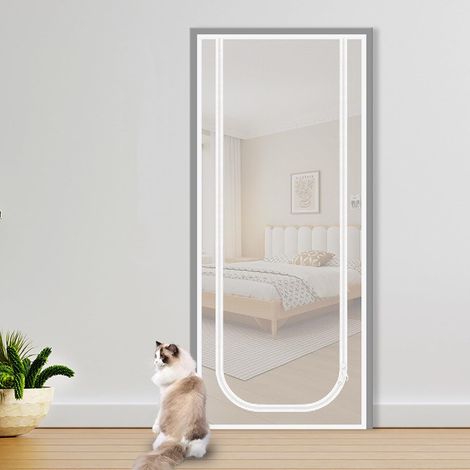 Blanc 90x210 cm Porte moustiquaire renforcée pour Chat,Résistante aux Animaux domestiques,avec Fermeture éclair,Empêche Les Chiens et Les Chats de Sortir de la Maison (1/5)