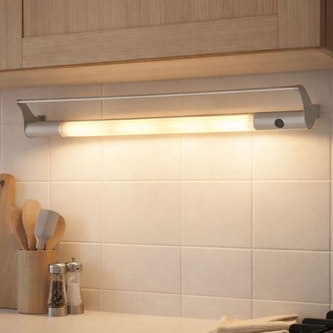 Küchenleuchte Unterbauleuchte Unterbaulampe Küchenlampe, Alu gebürstet modern 3 flammig, 3x G4 Fassungen, LxBxH 59x10,3x7,5cm