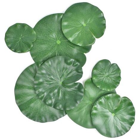 Lot de 8 plantes pour bassin, feuilles de lotus artificielles de 4 tailles différentes, ornements flottants en mousse, feuillage pour bassin, feuilles de nénuphar (1/5)
