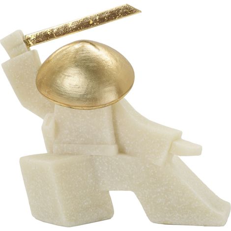 Statuette Déco Samouraï "Odab" 18cm Blanc & Or (1/5)