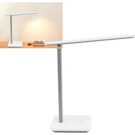Lampe de lecture LED, lampe de bureau protégeant les yeux, 3 niveaux de luminosité, variateur, pliable, interrupteur tactile, port USB. (1/5)