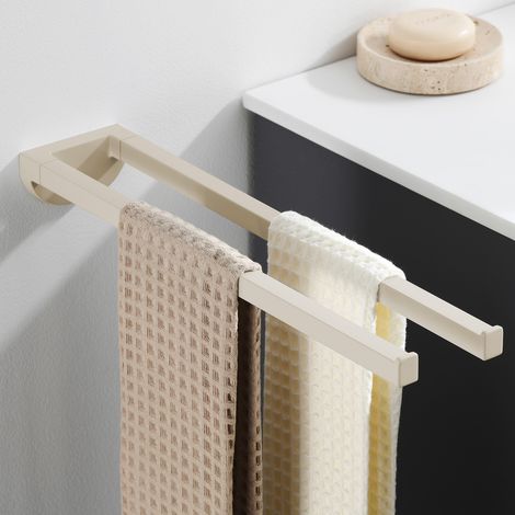 Toallero toallero de pared de acero inoxidable de dos brazos Toallero toallero doble de 42 cm para baño y cocina (beige) (1/5)