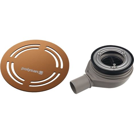 Siphon pour receveur de douche FLEXIA, dia. 90mm, DN40, couvercle rond cuivre mat (1/4)