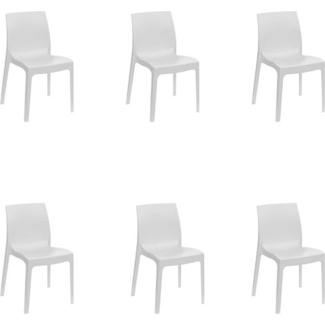 GLOUPIE Set 6 Sedie Miami In Polipropilene Bianco, Impilabile, L 49 x P 51 x H 80 Cm, 100% Made In Italy (1/5)