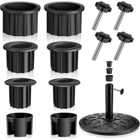 Accessoires pour pieds de parasol, lot de 12 pièces, avec anneau, connecteur, couvercle et capuchon, pièces de rechange pour (1/5)