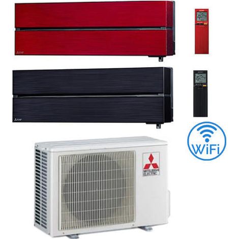 Climatiseur Mitsubishi Kirigamine Style rouge + noir Wifi R32 Double Split Inverter 12000 + 12000 BTU avec U.E. MXZ-3F68VF Classe A++/A+ (1/5)