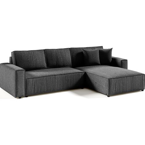4-Sitzer-Wende-Ecksofa mit Bettkasten Isaac aus Cord Dunkelgrau