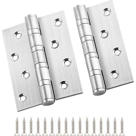 Paumelles,4 Pièces Charnières de Porte en Acier Inoxydable 100 x 80 mm avec 32 Pièces de Vis,Charnières pour Meubles de Cuisine,Armoires de Quincaillerie,Fenêtres,Boîtes en Bois Porte (1/5)