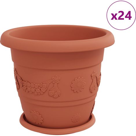 Maison Exclusive - Vasi per Piante 24 pcs Rosso Mattone Ø 34 x 28 cm Plastica