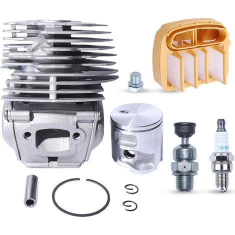 Piston et Cylindre pour Husqvarna 545 550 550XP Tronçonneuse,Kit Cylindre avec Filtre à Air et Bougie Allumage Soupape de Décompression Pièces de Rechange Accessoire (1/5)