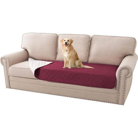 Waterproof, Non-Slip, Washable Sofa Cover for Children and Pets, Dogs and Cats, Four Seasons, Universal (35" x 74", Wine Red) (1/5)