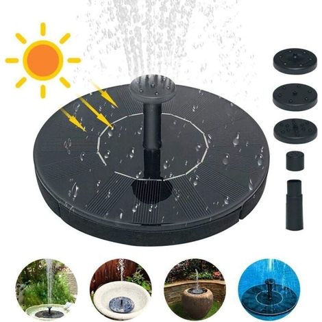 Fontaine flottante solaire, pompe à eau solaire 1,5 W pour pompe à fontaine bain d'oiseau petit bassin aquarium... -Jardin / bassins d'ornement / fontaines pour bassins d'ornement (1/5)