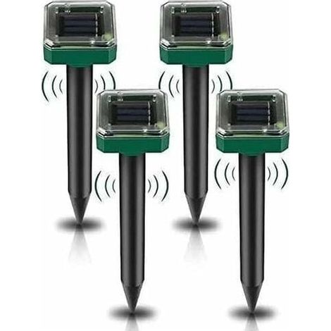 Taupe Solaire Ultrason, 4 Pices Solar Rpulsif Ultrasons, Solaire Repulsif Taupe, Rpulsif Serpent Ultrason, IP65 Impermable Rrpulsif Souris Repeller Exterieur Anti Gopher, Serpent (1/5)