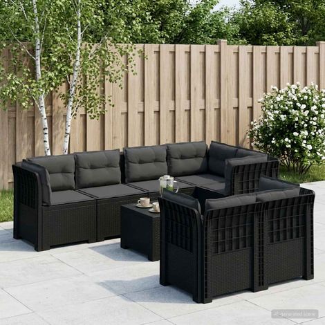 vidaXL Canapé de Jardin 7 Places avec Coussins Look Rattan PP (1/5)