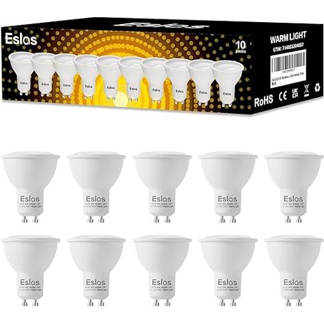 Ampoules Gu10 LED Blanc Chaud 3000K, 6W 600lm, Équivalent à 60W, 120 Degrés Larges Faisceaux, Non-dimmable (1/5)