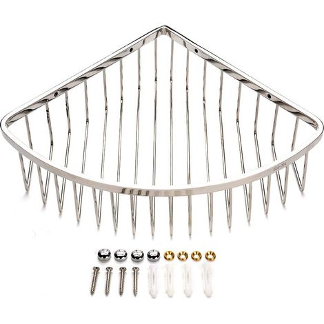 Estante cuadrado para ducha de acero inoxidable 304 – montaje en pared – estante triangular para baño – color plata – tornillos incluidos (1/5)
