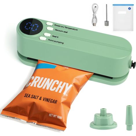 Mini machine sous vide portable 3 en 1 sans fil rechargeable, modèle 2025, pour la conservation des aliments secs et humides. Design portable avec 4 compartiments. (1/5)