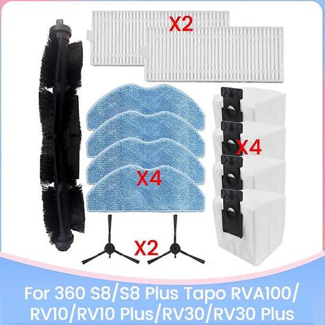 Filtre pour aspirateur brosse pour aspirateur Filtre de brosse pour aspirateur filtre de 360 S8/S8 Plus Tapo RVA100/RV10/RV10 Plus/RV30/RV30 Plus Aspirateur pièce détachée Brosse Filtre Sac à poussièr (1/5)