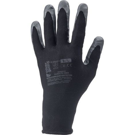 Gants Manutention polyester noir paume enduite nitrile gris Taille 8